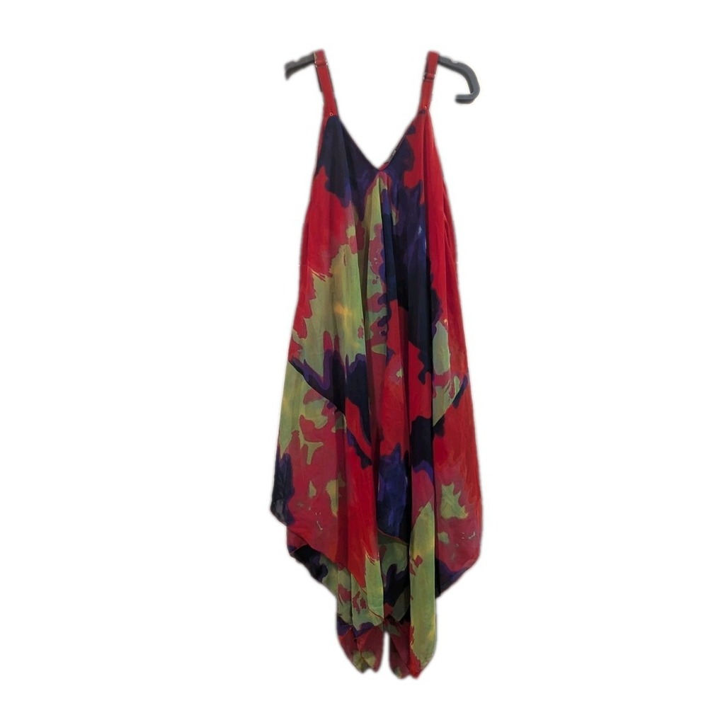 Maxi dress 1X Layered Bold Coloful Tropical Flowy Beachy Resort Ocean Cruise